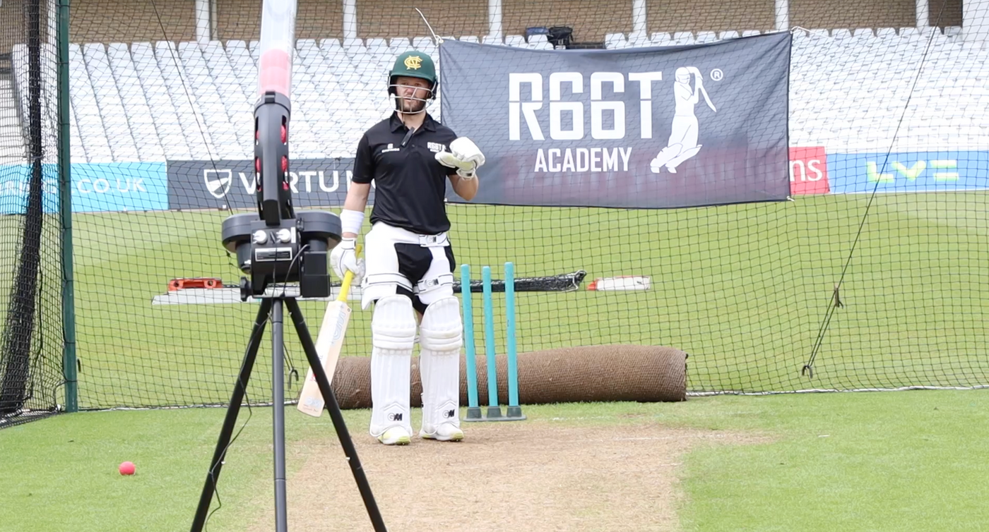 Ben Duckett in the nets with a bowling machine