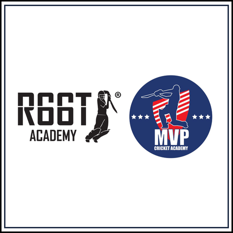 R66T Academy logo and MVP Cricket Academy logo on a white background with a boarder