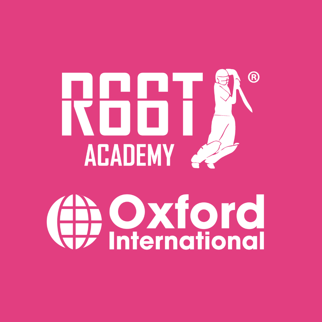Pink background with white R66T Academy logo and white Oxford International logo.