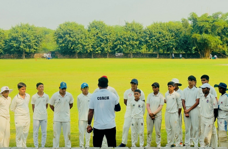 Image of R66T Academy Affiliate Academy in white cricket gear on a green field