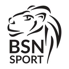 Logo of BSN Sport with a stylized lion's head on a white background