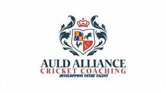 Logo of Auld Alliance Cricket Coaching with a crest and text on a white background