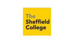 The Sheffield College logo on a yellow background