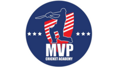 Logo of MVP Cricket Academy with a stylized cricket player and blue circle background