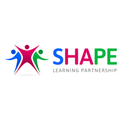 Logo of SHAPE Learning Partnership with colorful abstract figures on a white background