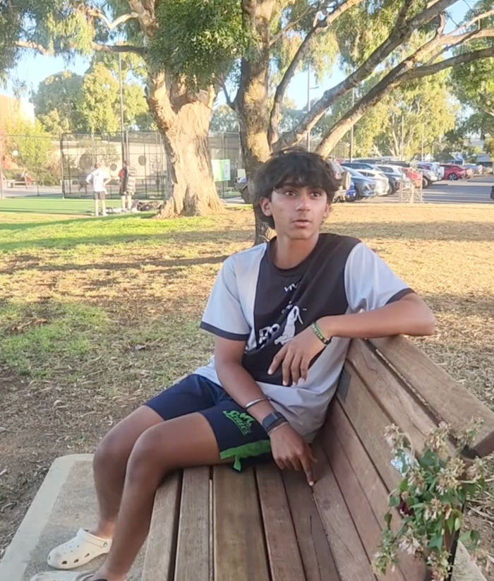 Aarav Alok Patel on bench in R66T Academy Training Kit